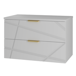 RADOM-06 - Waschbeckenunterschrank mit Ablage 2S 80cm Weiß Matt Set-1