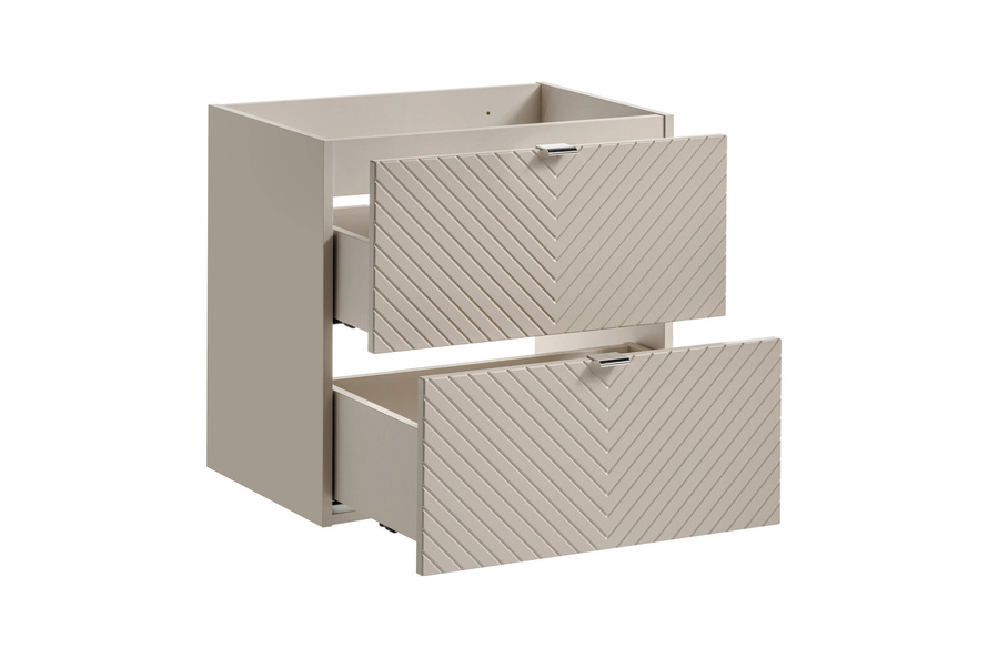 Waschtischset mit Arbeitsplatte 2 Schubladen 60 cm Viva Cashmere Weiß Matt