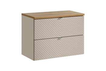Set Waschbeckenunterschrank 2 Schubladen 80 cm mit Platte Viva Cashmere Eiche Coast Evoke