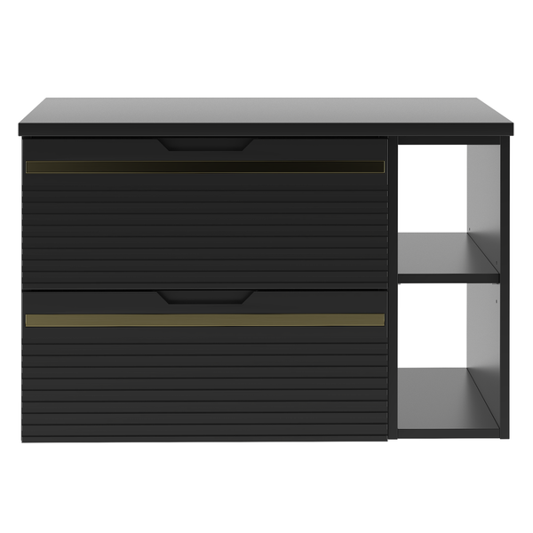 VESPER-02 - Waschtisch mit Ablage und Regal 2S 80cm Schwarz Matt Set-4
