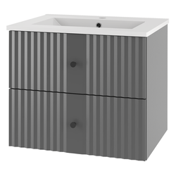 XILO-02 - Waschbeckenunterschrank 2S 60cm Grau Matt Set-3