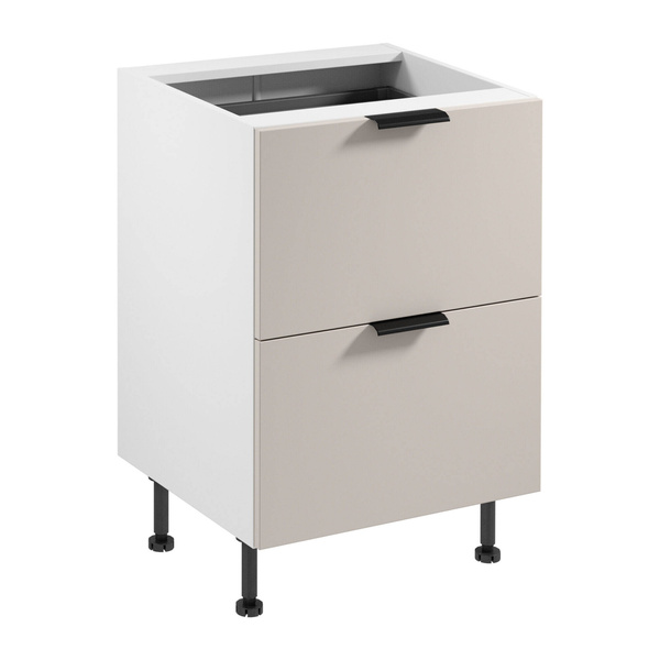 Unterschrank 2S mit Besteckeinsatz Sorento D60S2+1 AX Weiß Matt Beige Matt