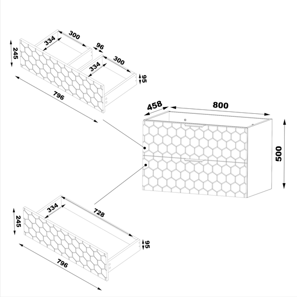 HEXA-06 - Waschbeckenunterschrank 2S 80cm Labrador Set-3