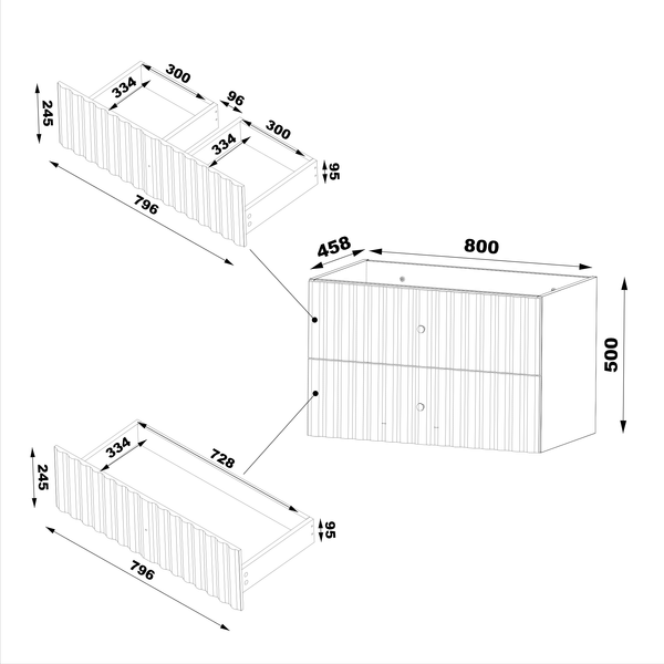AQUA-01 - Waschbeckenunterschrank mit Waschbecken und Arbeitsplatte 2S 80cm Kaschmir Set-2