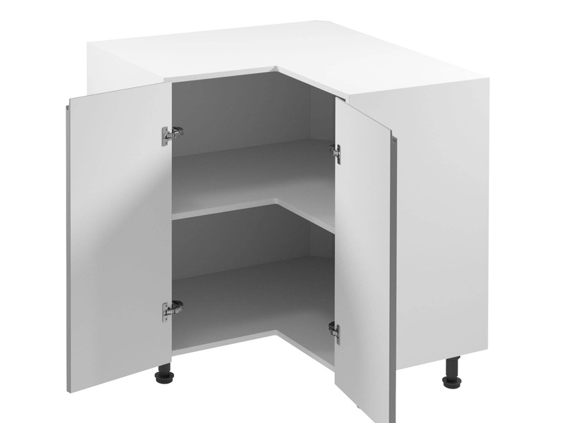 Unterschrank 2-türig Eck D90N ohne Arbeitsplatte Aspen Grey Hochglanz
