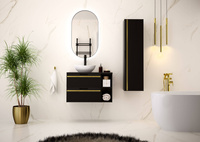 VESPER-02 - Waschtisch mit Ablage und Regal 2S 80cm Schwarz Matt Set-4