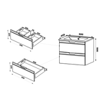 ESPERO-02 - Waschbeckenunterschrank mit Tischplatte und Regal 2S 80cm Weiß Matt Set-4