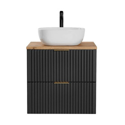 Waschbeckenunterschrank 60 cm ADEL BLACK mit Platte und SMILE Waschbecken
