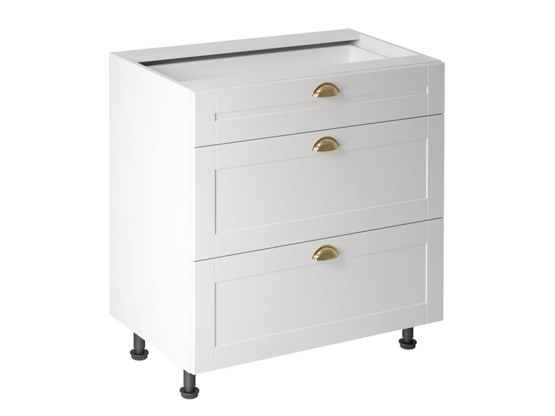 Küchenunterschrank mit 3 Schubladen D80S3 Linea Weiß Matt