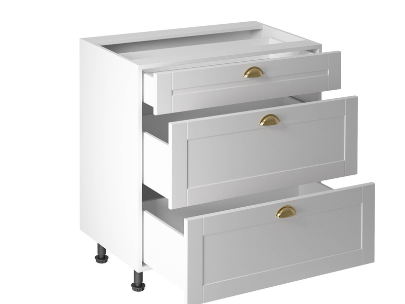 Küchenunterschrank mit 3 Schubladen D80S3 Linea Weiß Matt