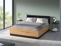 Bett mit Hochklappbarem Rahmen URSO 1401 Eiche Craft Gold Schwarz